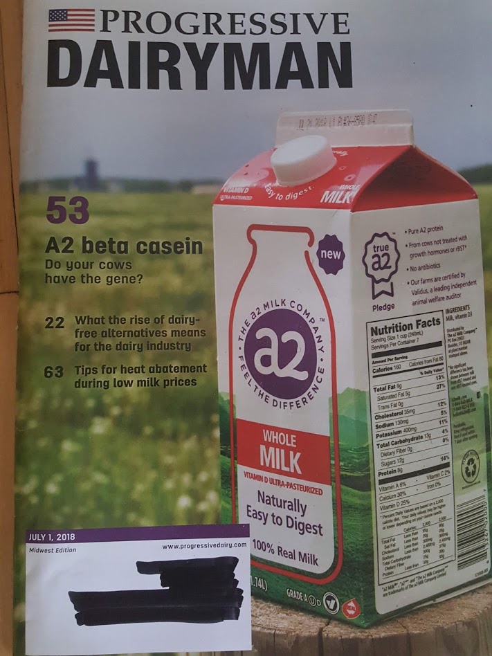 2018 Progressive Dairyman cover A2 milk